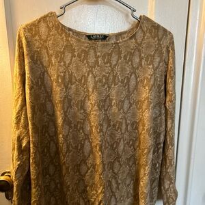 Ralph Lauren Tan Snake Print Blouse